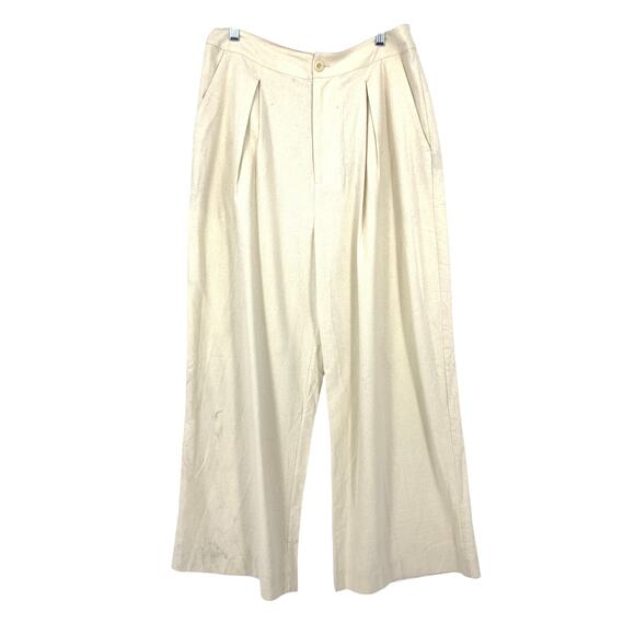 Jenni Kayne Pants - Jenni Kayne Relaxed Trouser Pant Womens Sz 10 Ivory Raw Silk Wide Leg NEW READ